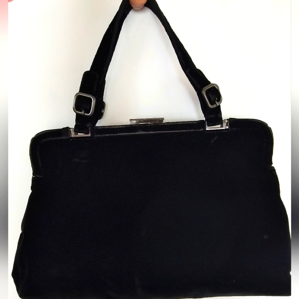 PRADA w/COA Velluto Fibbie Velour Shoulder Hand Bag Purse